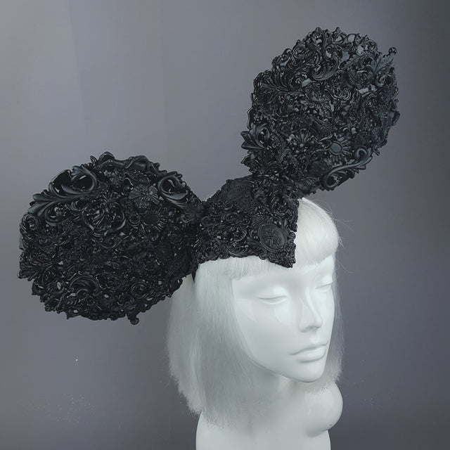 "Souris Noire" Black Filigree Baroque Gothic Ears