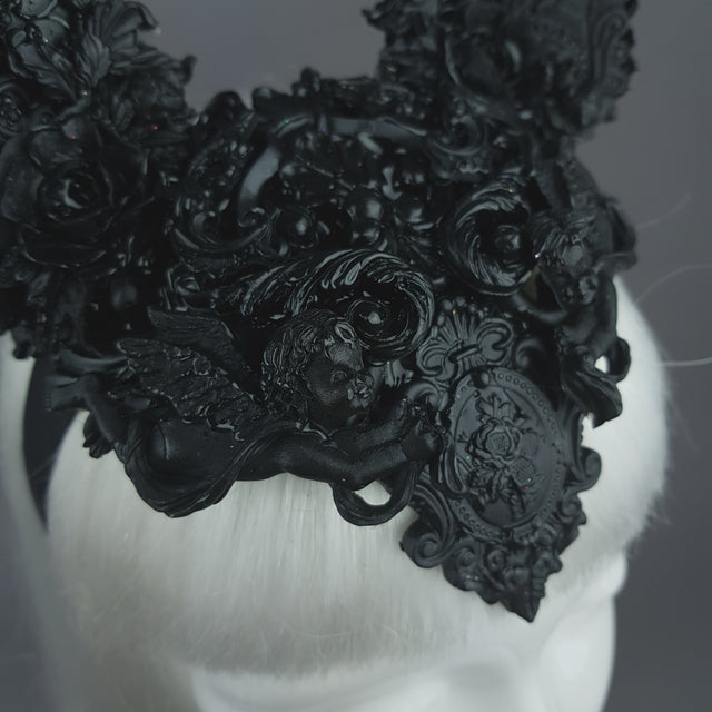 "Murciélago" Black Filigree Baroque Gothic Bat Ears