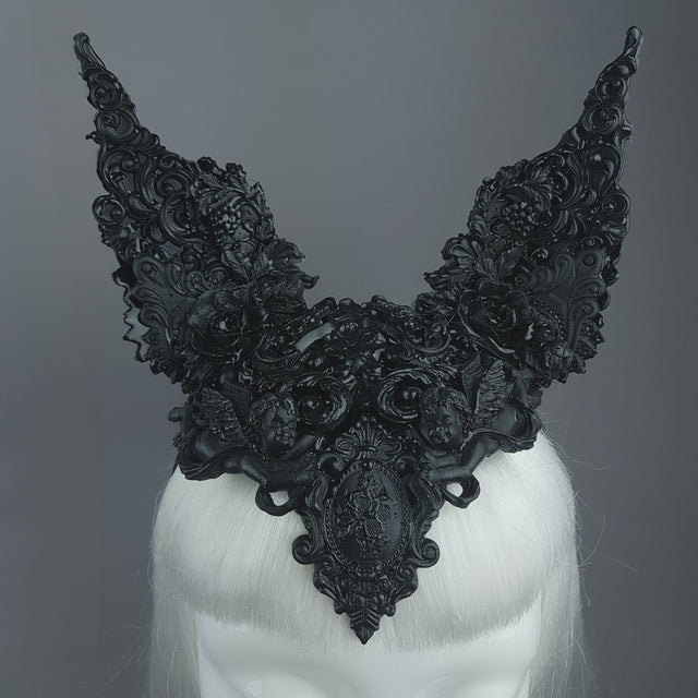 "Murciélago" Black Filigree Baroque Gothic Bat Ears