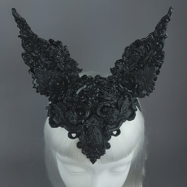 "Murciélago" Black Filigree Baroque Gothic Bat Ears