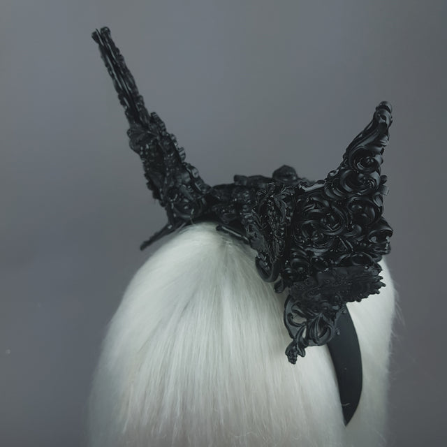 "Murciélago" Black Filigree Baroque Gothic Bat Ears