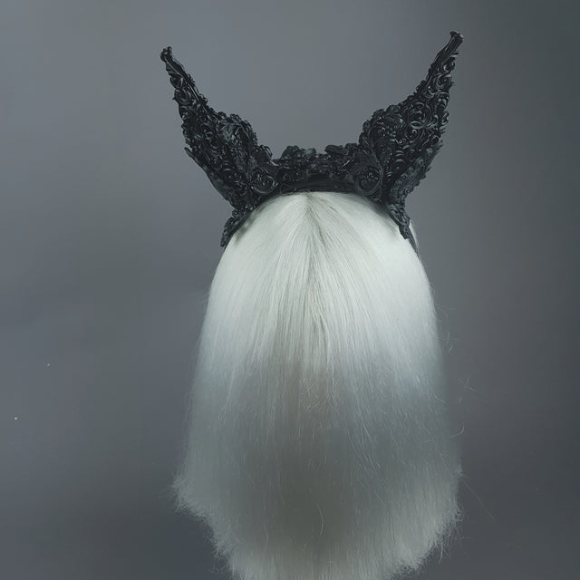 "Murciélago" Black Filigree Baroque Gothic Bat Ears