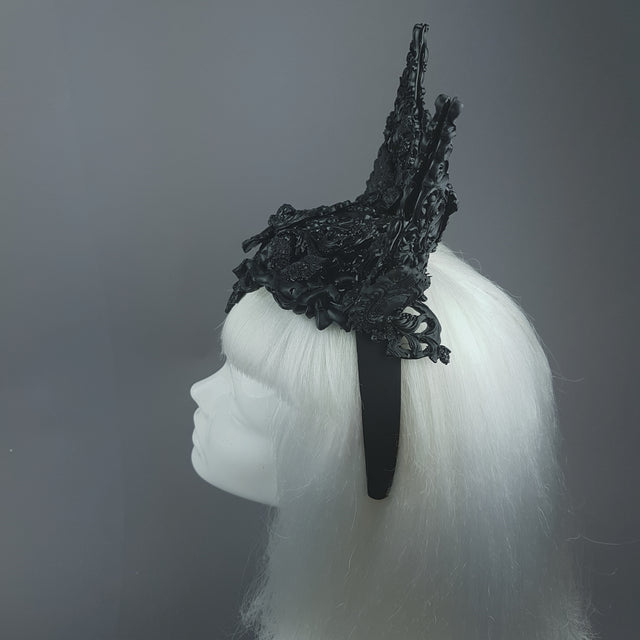 "Murciélago" Black Filigree Baroque Gothic Bat Ears
