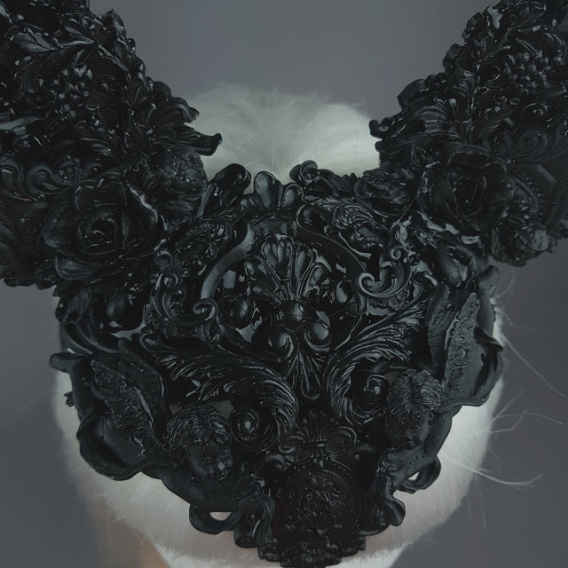 "Murciélago" Black Filigree Baroque Gothic Bat Ears