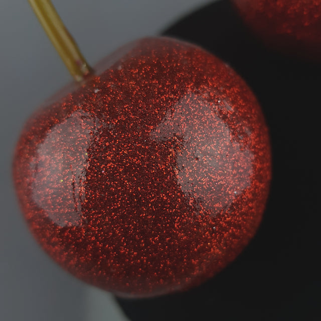 "Chérie" Large Red Glitter Cherries Fascinator Hat