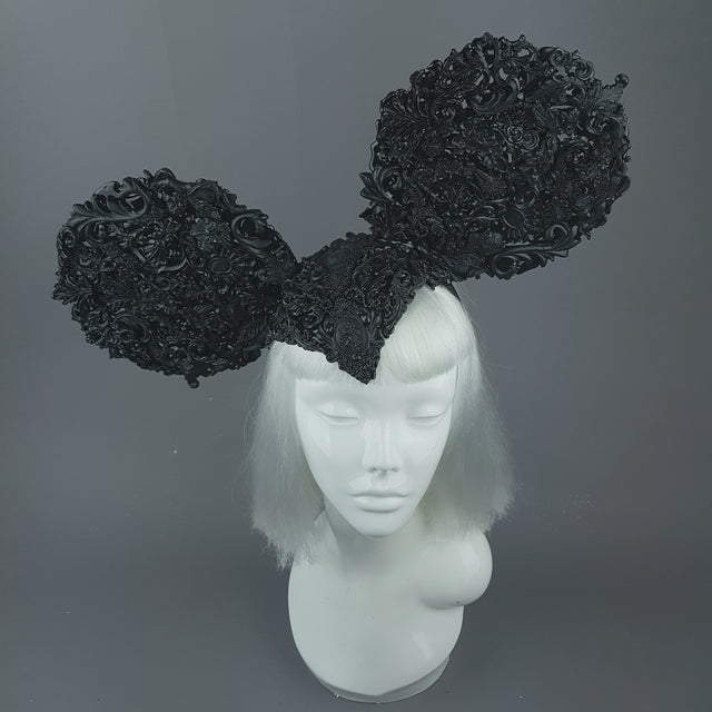 "Souris Noire" Black Filigree Baroque Gothic Ears