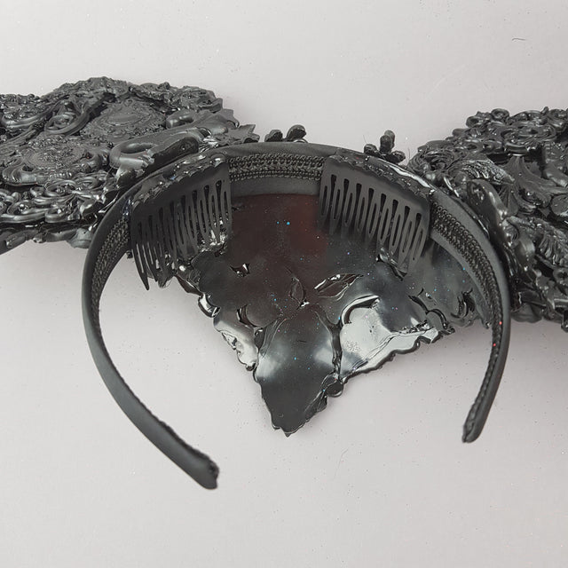 "Souris Noire" Black Filigree Baroque Gothic Ears
