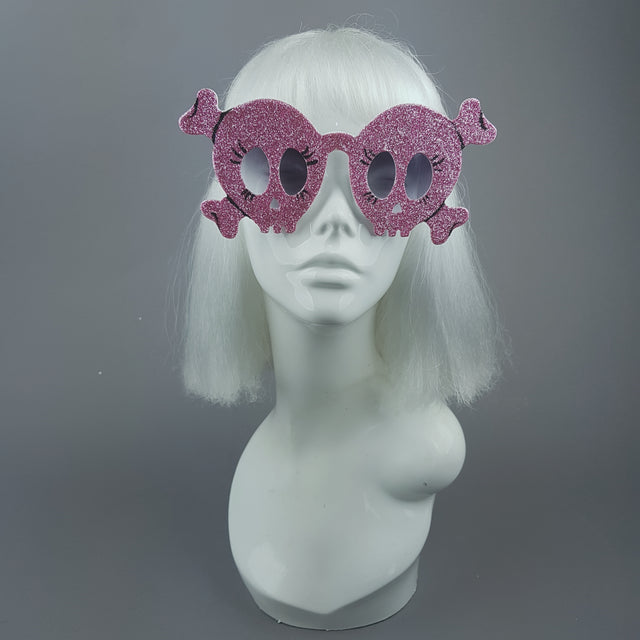 "Chicle" Pink Glitter Skull Sunglasses
