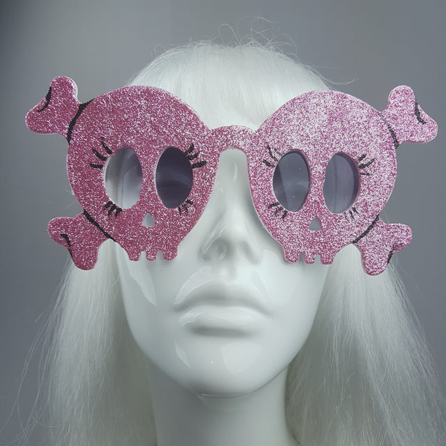 "Chicle" Pink Glitter Skull Sunglasses