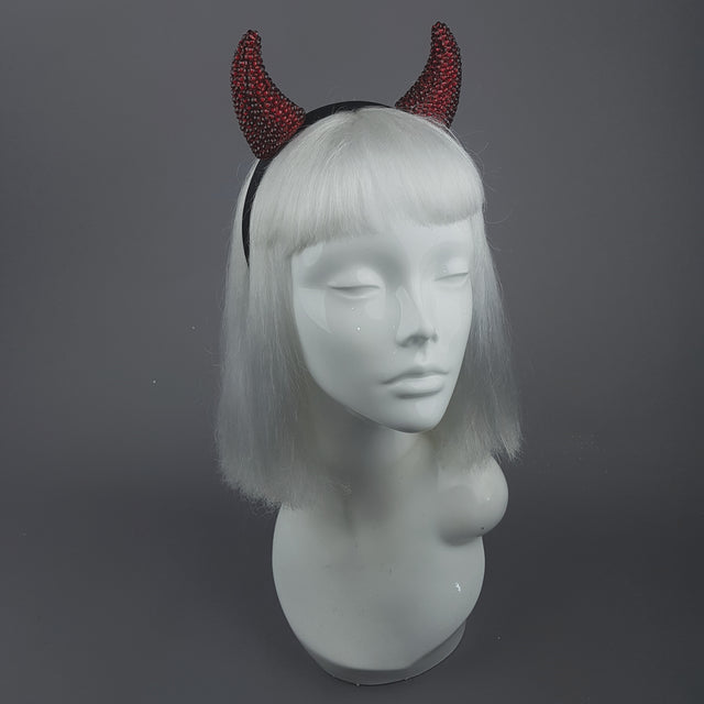 "Devil's Plaything" Red Crystal Horns Headband