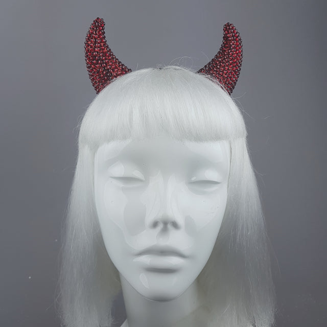 "Devil's Plaything" Red Crystal Horns Headband