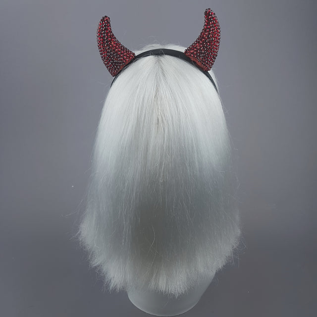 "Devil's Plaything" Red Crystal Horns Headband