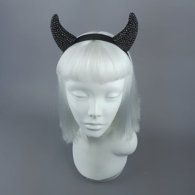 "The Devil Inside" Black Crystal Horns Headband