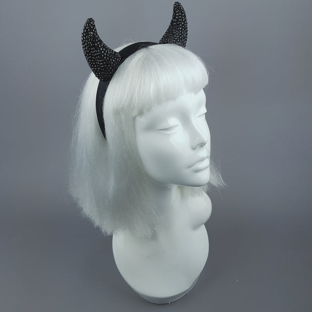 "The Devil Inside" Black Crystal Horns Headband