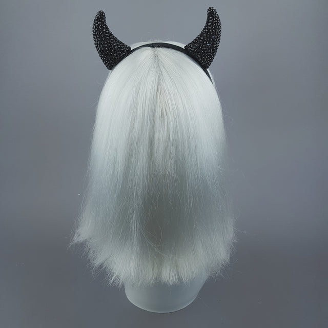 "The Devil Inside" Black Crystal Horns Headband