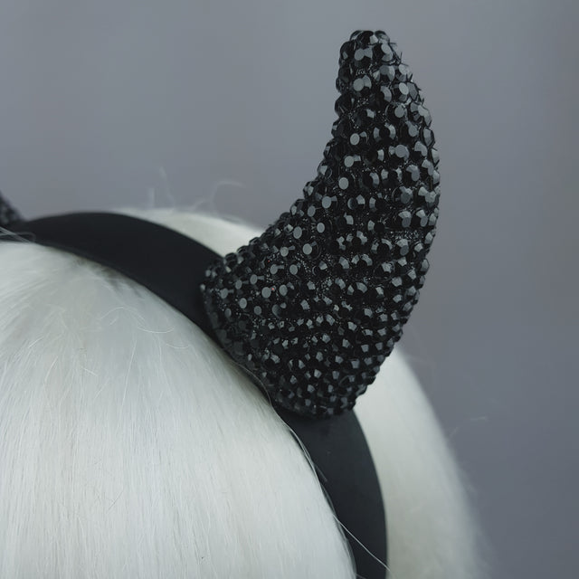 "The Devil Inside" Black Crystal Horns Headband
