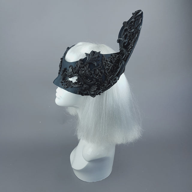 "Besotted" Black Satin Filigree Mask