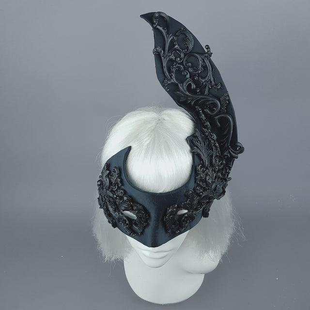 "Besotted" Black Satin Filigree Mask