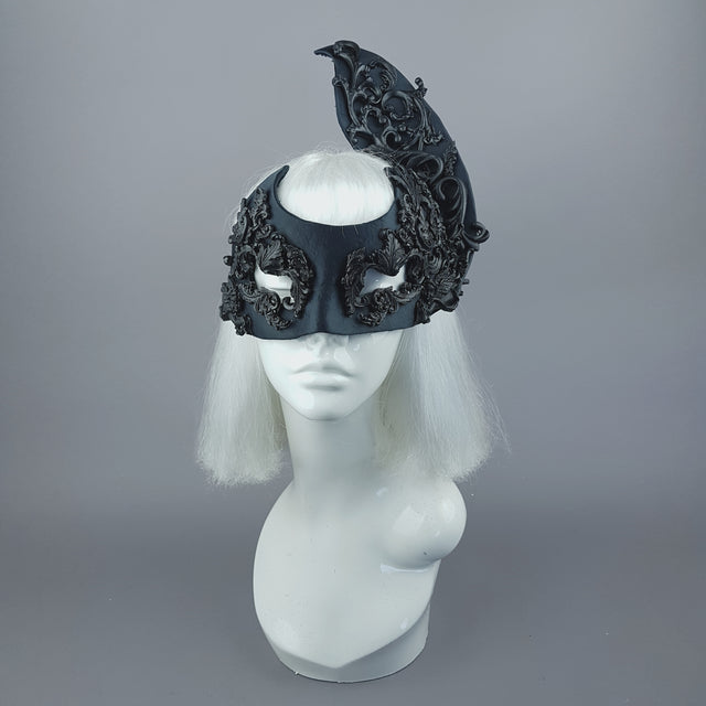 "Besotted" Black Satin Filigree Mask