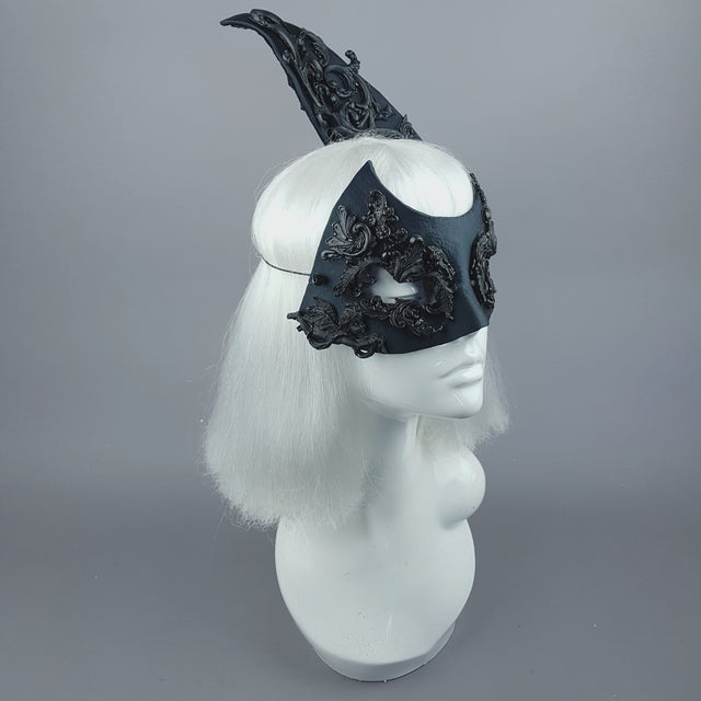 "Besotted" Black Satin Filigree Mask