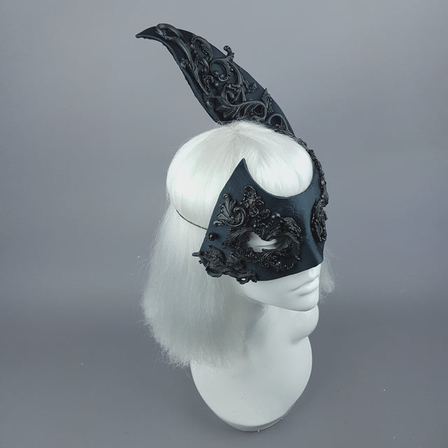 "Besotted" Black Satin Filigree Mask
