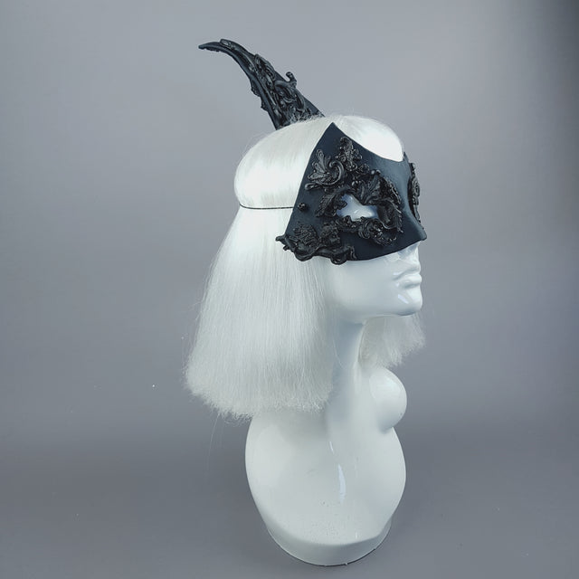 "Besotted" Black Satin Filigree Mask