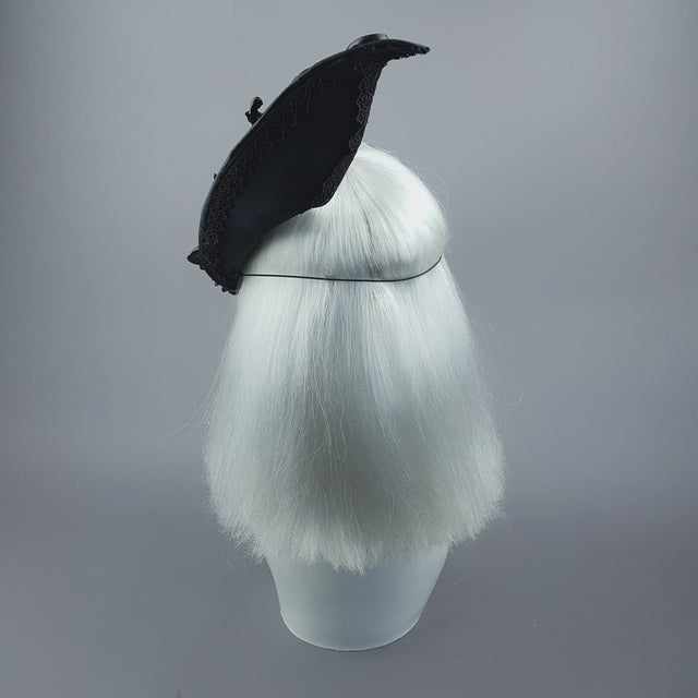 "Besotted" Black Satin Filigree Mask