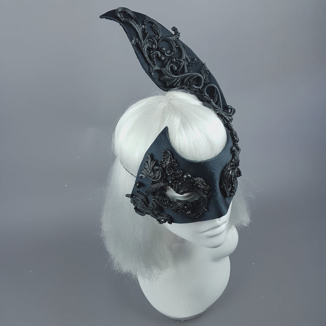 "Besotted" Black Satin Filigree Mask