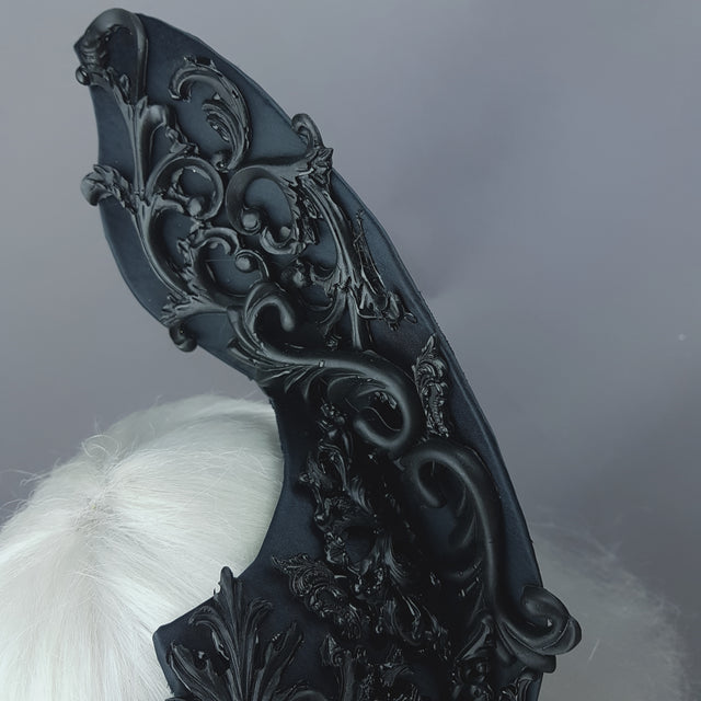 "Besotted" Black Satin Filigree Mask