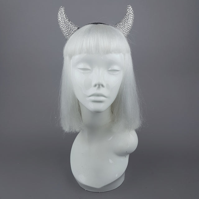"Miss Lucifer’" Clear Crystal Horns Headband