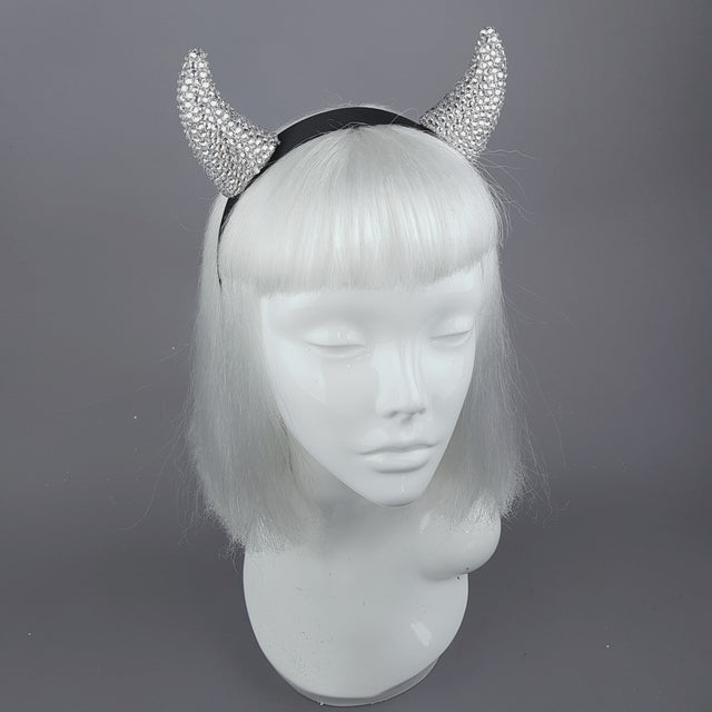 "Miss Lucifer’" Clear Crystal Horns Headband