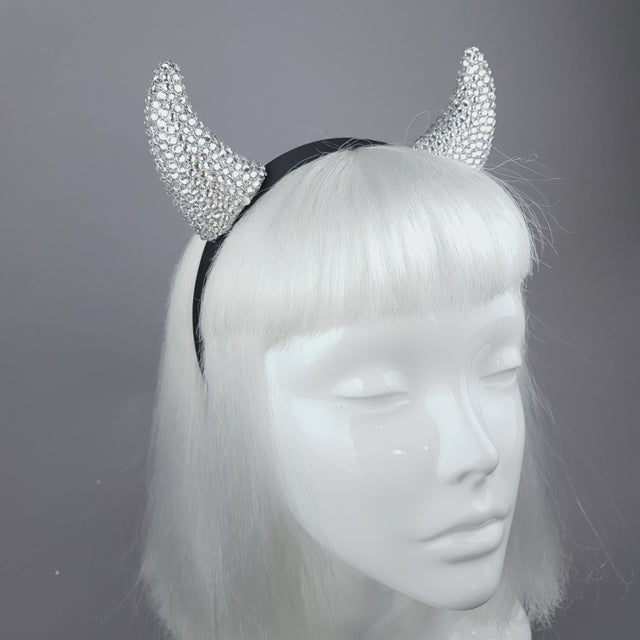 "Miss Lucifer’" Clear Crystal Horns Headband