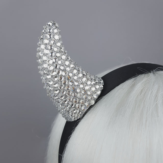 "Miss Lucifer’" Clear Crystal Horns Headband
