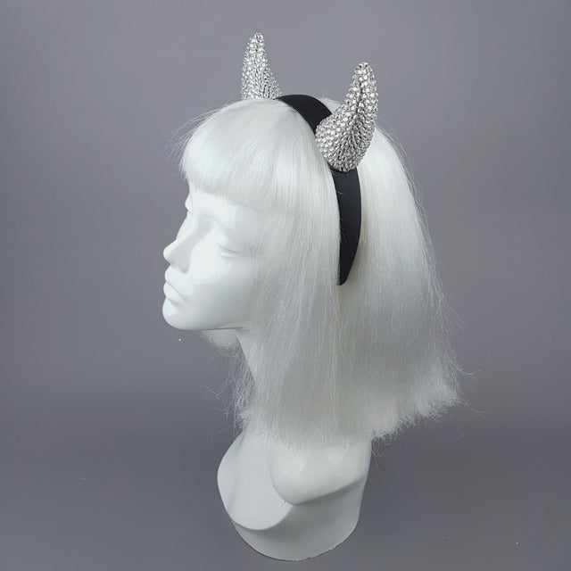 "Miss Lucifer’" Clear Crystal Horns Headband
