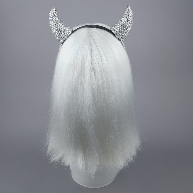 "Miss Lucifer’" Clear Crystal Horns Headband