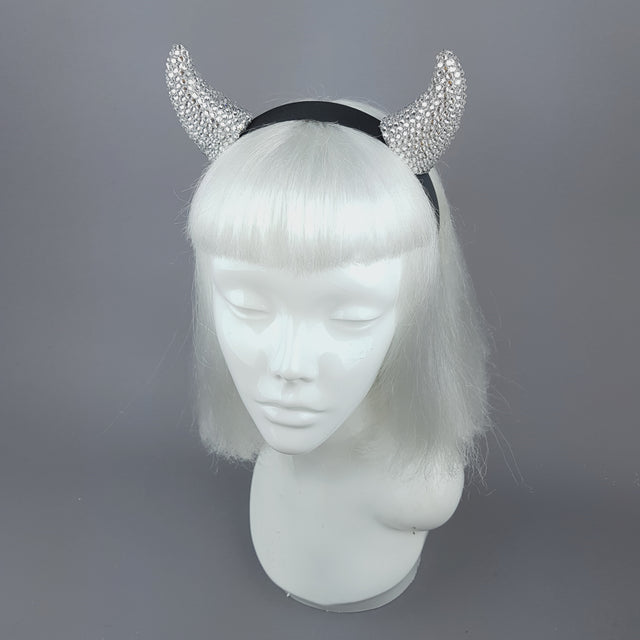 "Miss Lucifer’" Clear Crystal Horns Headband