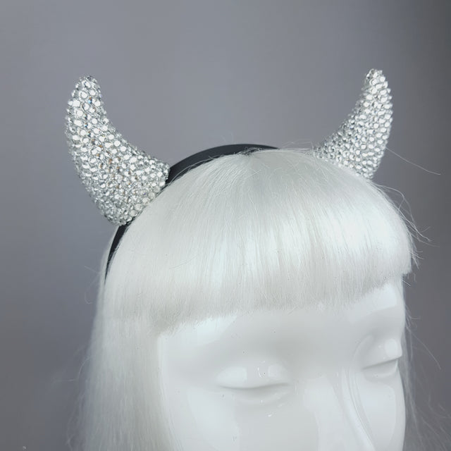 "Miss Lucifer’" Clear Crystal Horns Headband