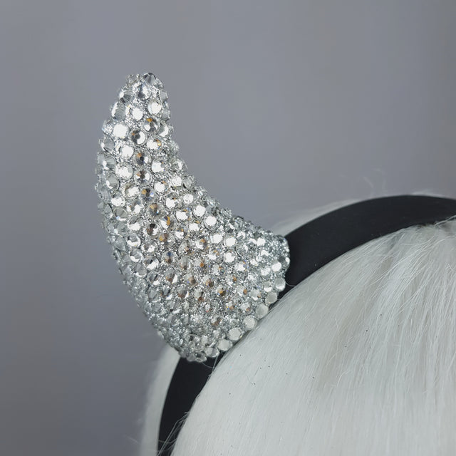 "Miss Lucifer’" Clear Crystal Horns Headband