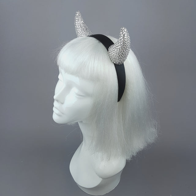 "Miss Lucifer’" Clear Crystal Horns Headband
