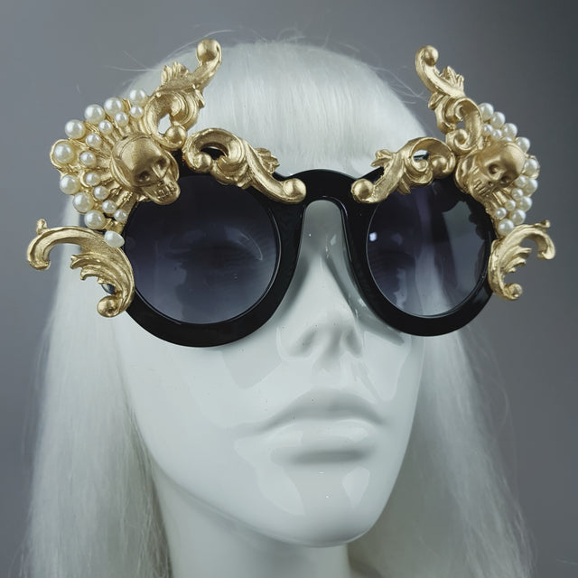 "Déesse" Gold Filigree & Pearl Ornate Sunglasses