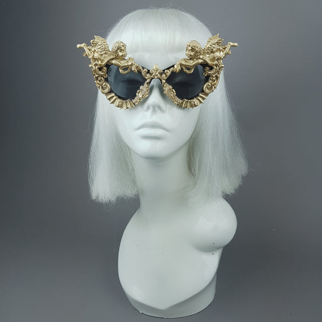 "Kalma" Gold Filigree & Bat Ornate Sunglasses