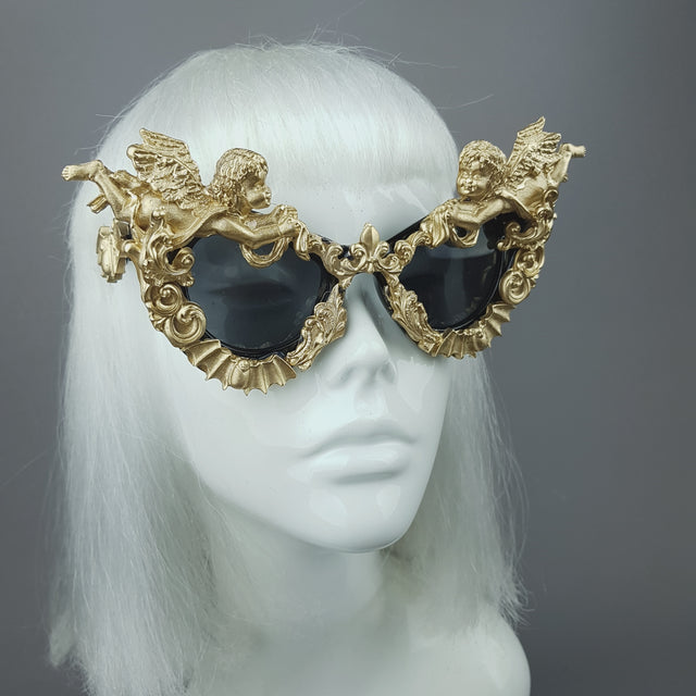 "Kalma" Gold Filigree & Bat Ornate Sunglasses