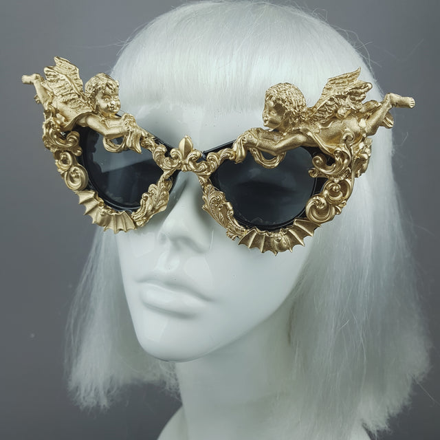 "Kalma" Gold Filigree & Bat Ornate Sunglasses
