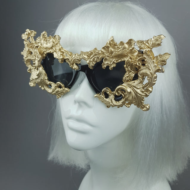 "Lamia" Gold Filigree Catseye Sunglasses