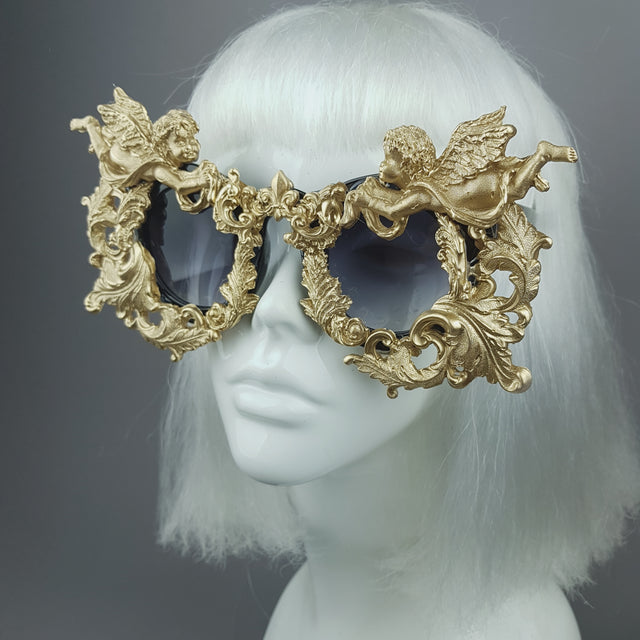 "Seraphim" Gold Filigree Ornate Cherub Sunglasses