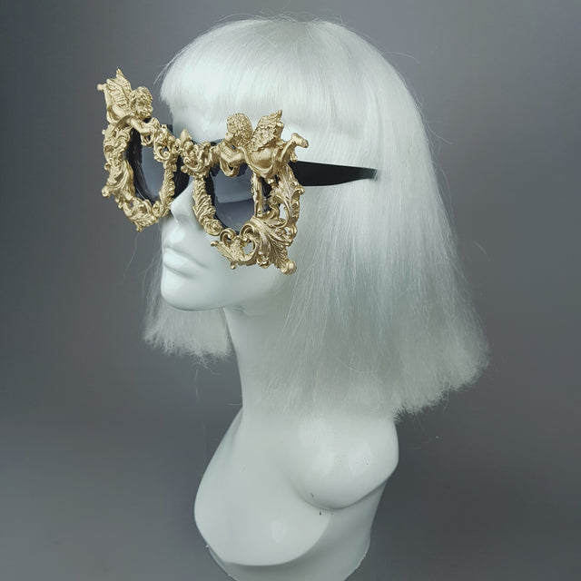 "Seraphim" Gold Filigree Ornate Cherub Sunglasses