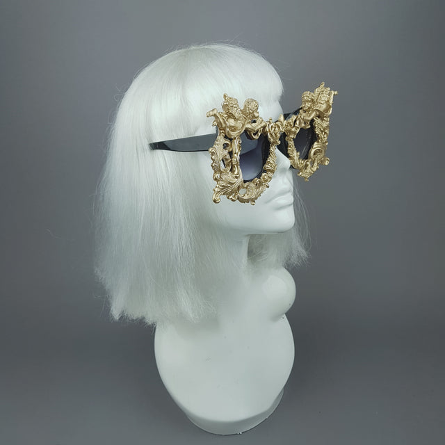 "Seraphim" Gold Filigree Ornate Cherub Sunglasses