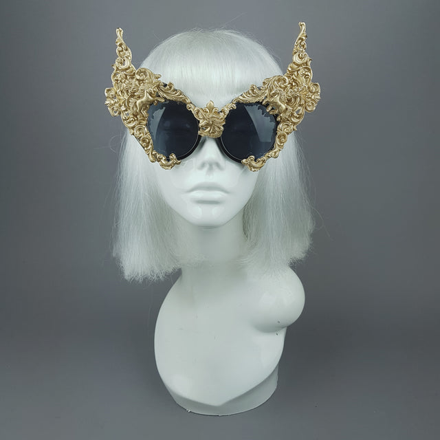 "Mystique" Gold Unicorn Filigree Sunglasses