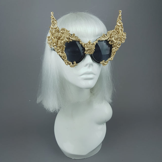 "Mystique" Gold Unicorn Filigree Sunglasses