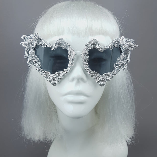 "Heart of Darkness" Silver Filigree Ornate Sunglasses